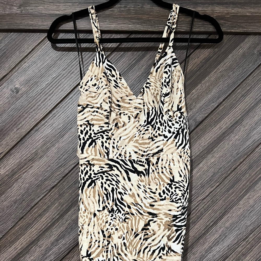 GUESS leopard print spaghetti strap mini dress with cut-out back